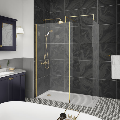 800mm Wetroom Screen With Brass Support Bar Hudson Reed