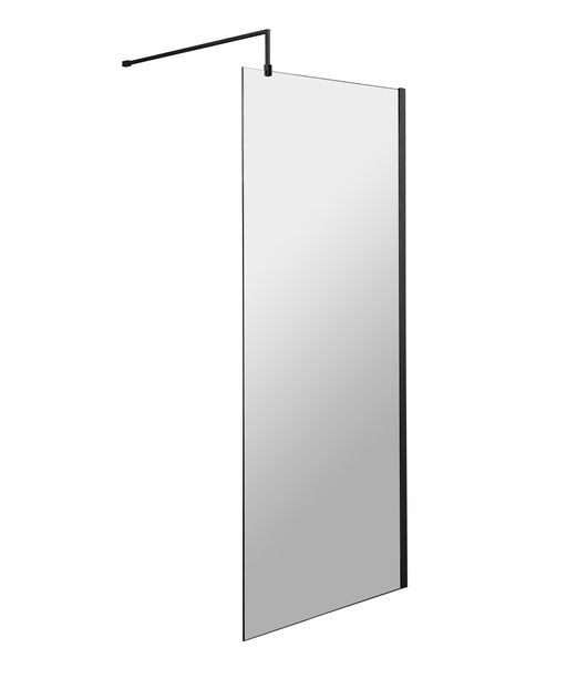 700mm Wetroom Screen With Black Support Bar Hudson Reed