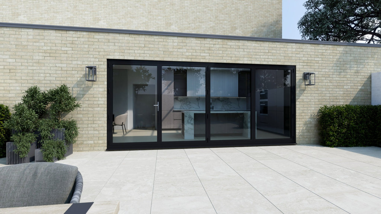 Black on White Aluminium Bifold Door SMART system - 4 sections