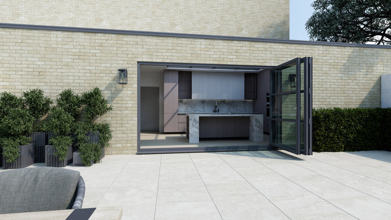3500mm Anthracite Grey on White Heritage Visofold 1000 Bifold Door - 3 sections