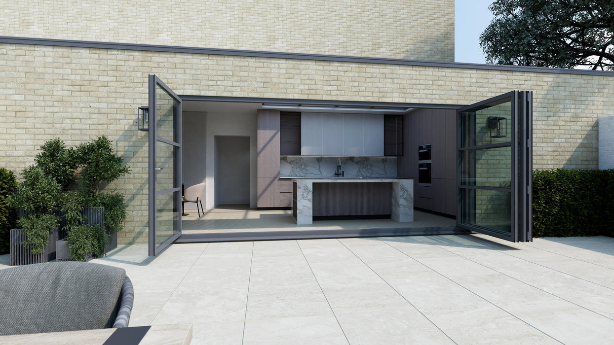 3700mm Anthracite Grey on White Heritage Visofold 1000 Bifold Door - 4 sections
