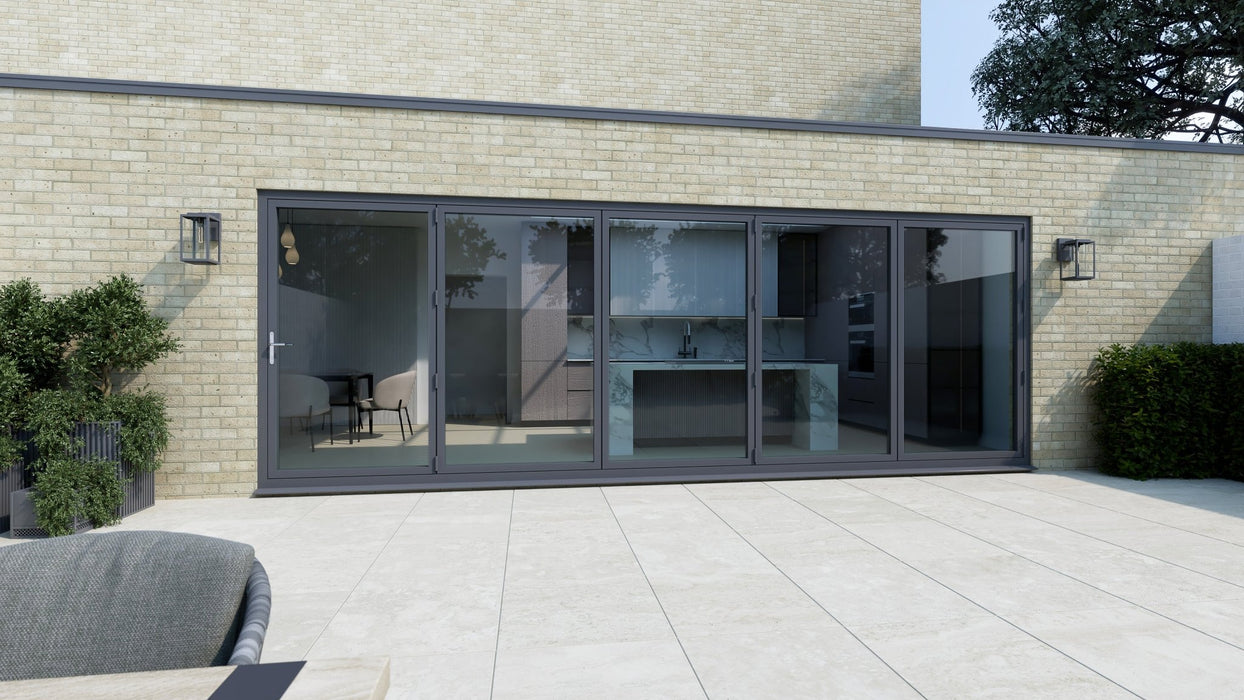 Anthracite Grey Aluminium Bifold Door SMART system - 5 sections