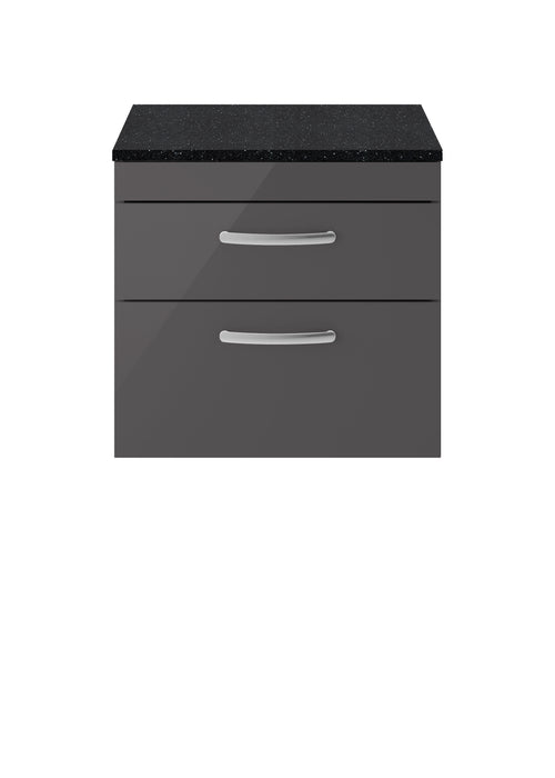 600mm Wall Hung Cabinet With Sparkling Black Worktop