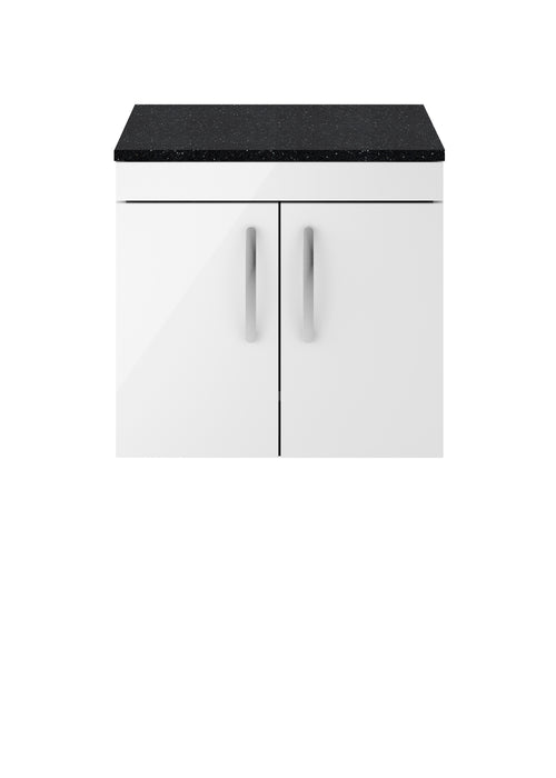 600mm Wall Hung Cabinet With Sparkling Black Worktop