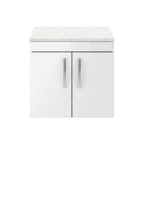 600mm Wall Hung Cabinet With Sparkling White Worktop