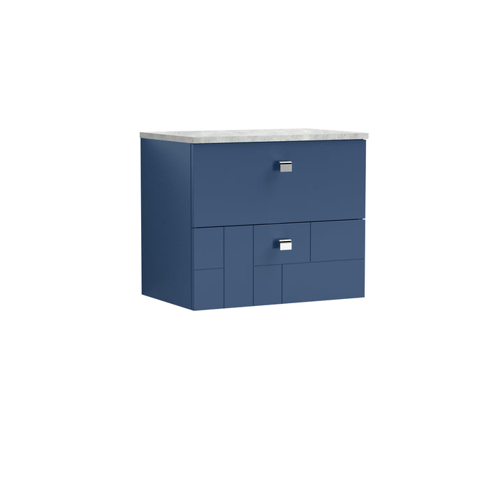 600mm Wall Hung 2-Drawer Vanity Unit & Grey Worktop