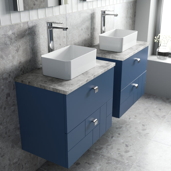 600mm Wall Hung 2-Drawer Vanity Unit & Grey Worktop