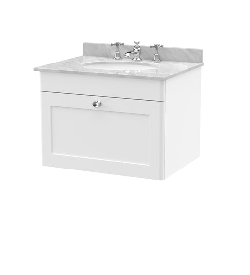 600mm Wall Hung 1 Drawer Vanity & Marble Top 3TH