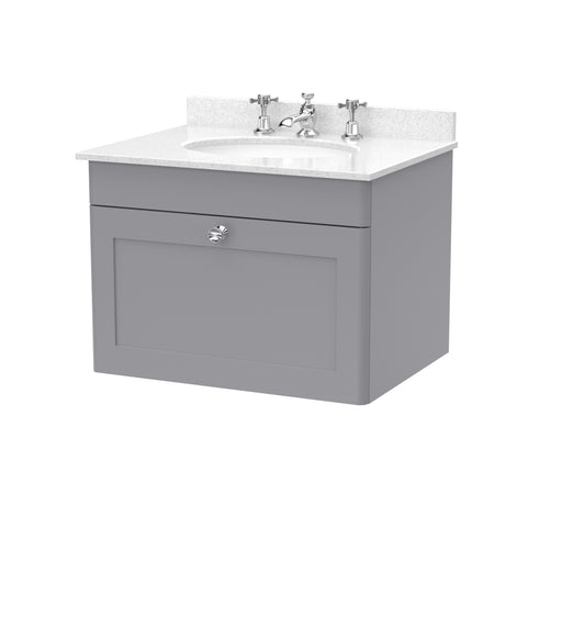 600mm Wall Hung 1 Drawer Vanity & Marble Top 3TH