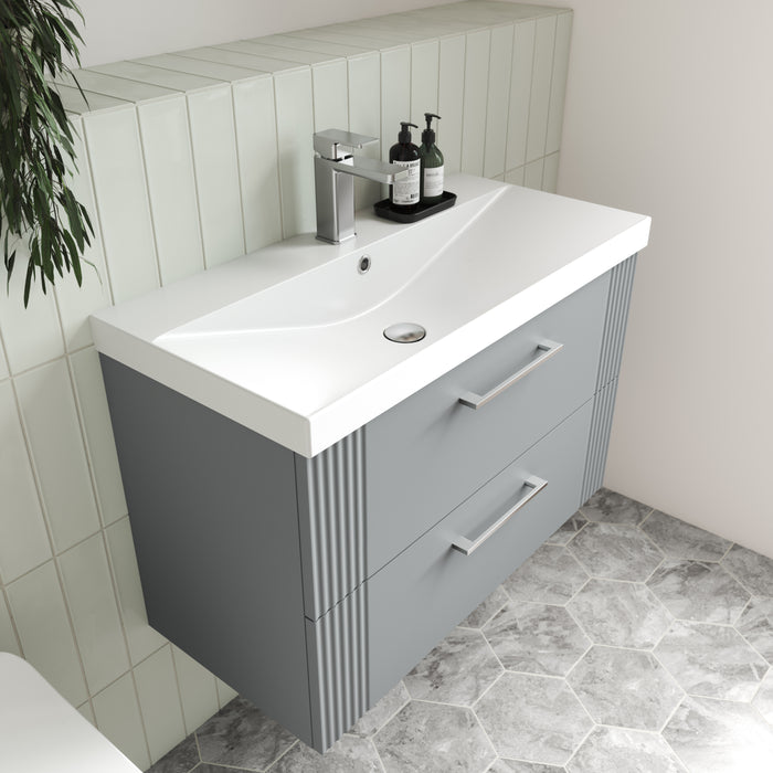 600mm Wall Hung 2 Drawer Vanity & Basin 3