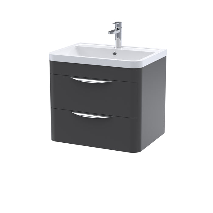 600mm Wall Hung 2 Drawer Vanity & Polymarble Basin