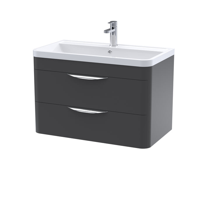 800mm Wall Hung 2 Drawer Vanity & Ceramic Basin