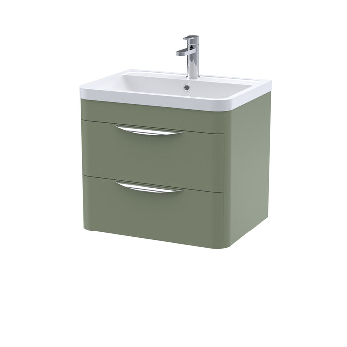 600mm Wall Hung 2 Drawer Vanity & Ceramic Basin