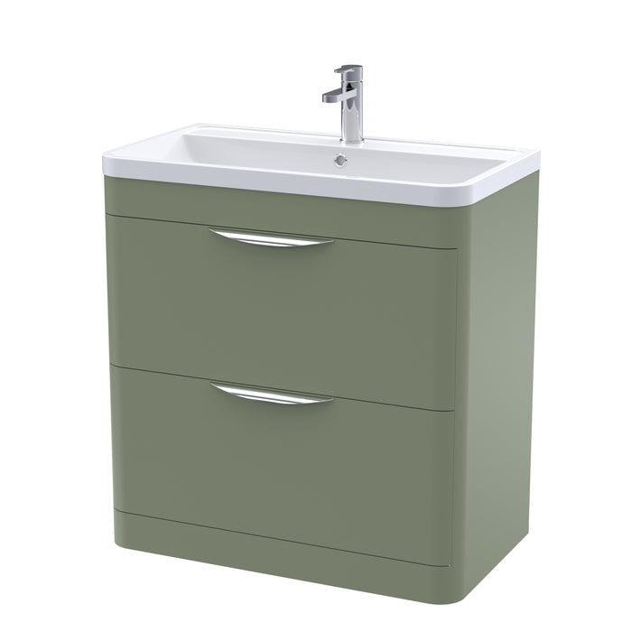 800mm Floor Standing 2 Drawer Vanity & Polymarble Basin