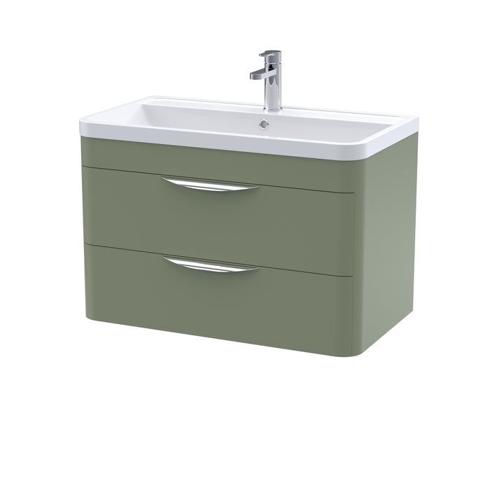 800mm Wall Hung 2 Drawer Vanity & Polymarble Basin