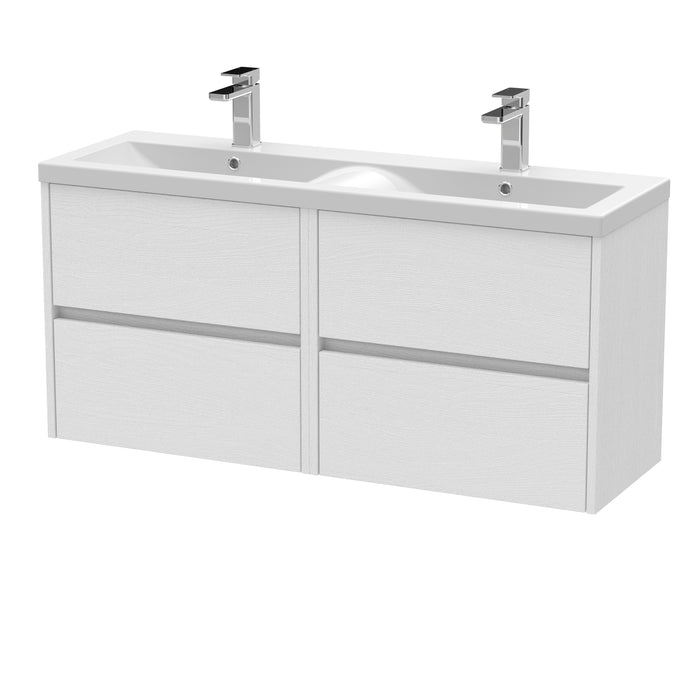 1200mm Wall Hung 4 Drawer Unit & Double Basin Hudson Reed