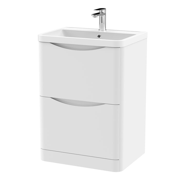 600mm Floor Standing 2 Drawer Vanity & Polymarble Basin