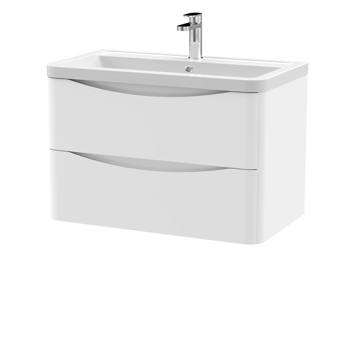 800mm Wall Hung 2 Drawer Vanity & Ceramic Basin