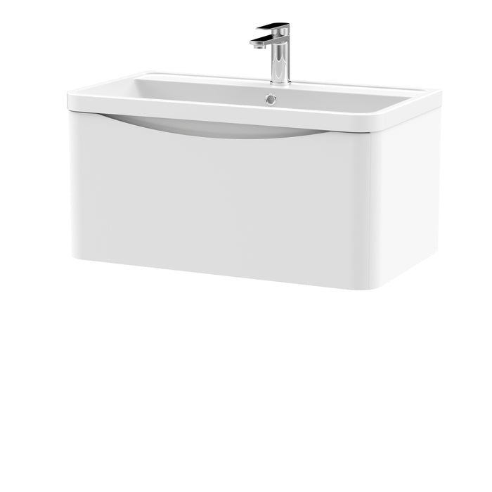 800mm Wall Hung 1 Drawer Vanity & Polymarble Basin