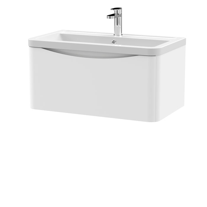 800mm Wall Hung 1 Drawer Vanity & Ceramic Basin