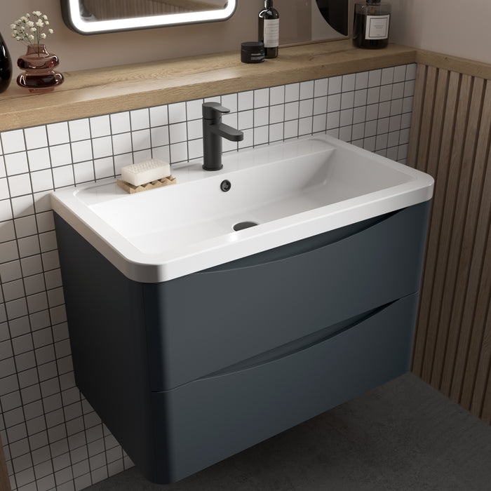 600mm Wall Hung 2 Drawer Vanity & Ceramic Basin