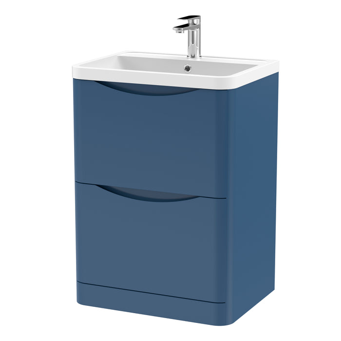 600mm Floor Standing 2 Drawer Vanity & Polymarble Basin