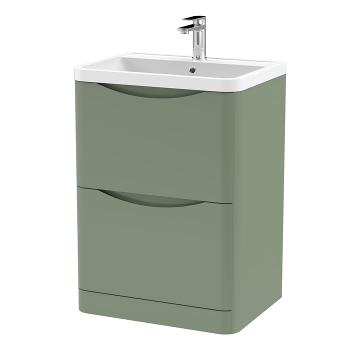 600mm Floor Standing 2 Drawer Vanity & Polymarble Basin