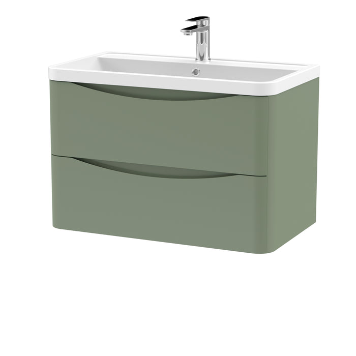 800mm Wall Hung 2 Drawer Vanity & Polymarble Basin