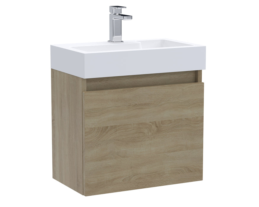 Slimline 500mm Single Door Wall Hung Vanity and Basin