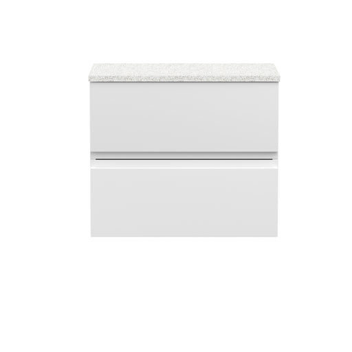 600mm Wall Hung 2-Drawer Vanity Unit & Sparkling White Worktop Hudson Reed