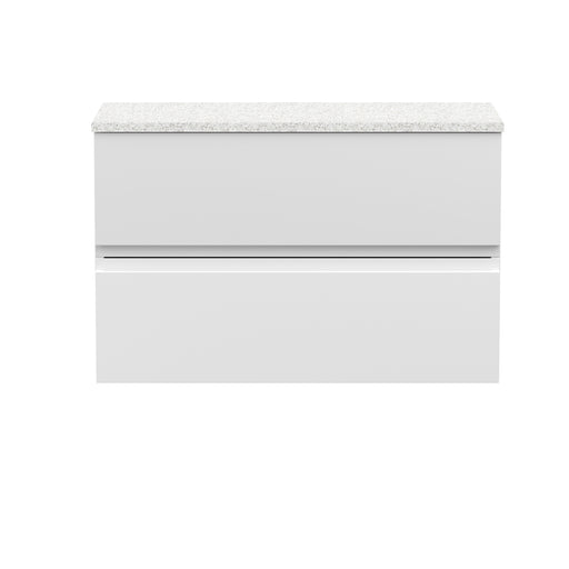 800mm Wall Hung 2-Drawer Vanity Unit & Sparkling White Worktop Hudson Reed