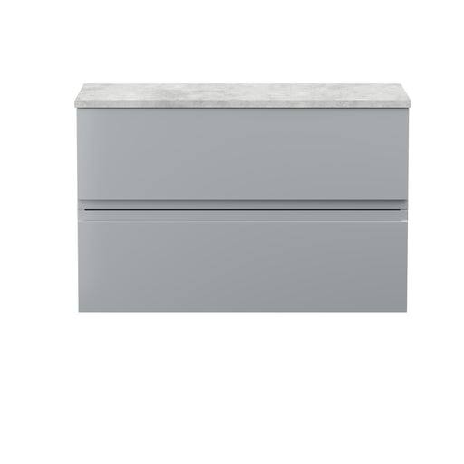 800mm Wall Hung 2-Drawer Vanity Unit & Grey Worktop Hudson Reed