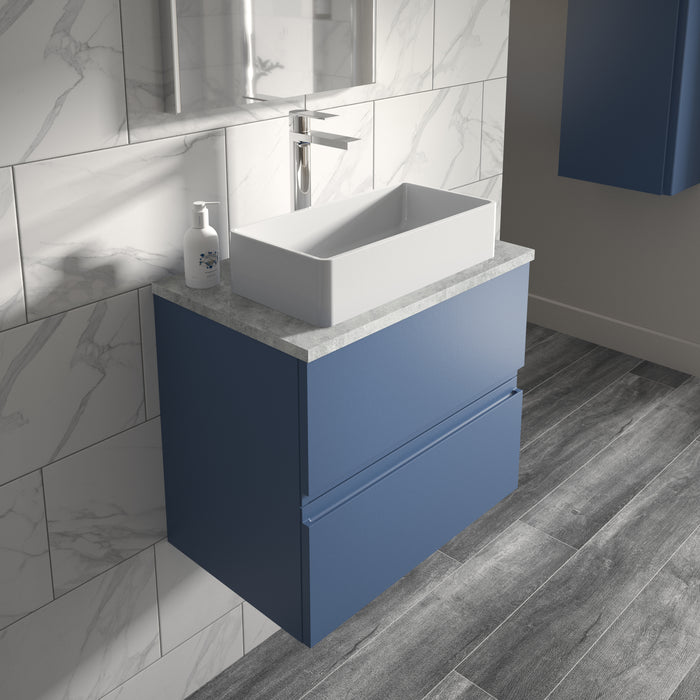 600mm Wall Hung 2-Drawer Vanity Unit & Grey Worktop Hudson Reed